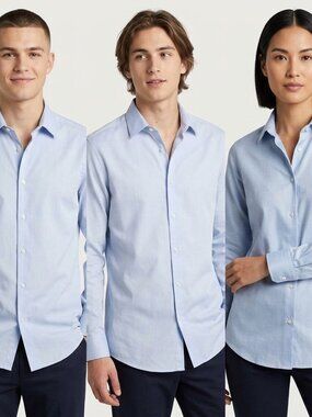 Calvin Klein Shirts(3) Men's Size 17 34/35 Blue Performance Non Iron Slim Fit
